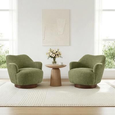 Spruce & Spring Modern Upholstered Swivel Accent Chair with Wood Base