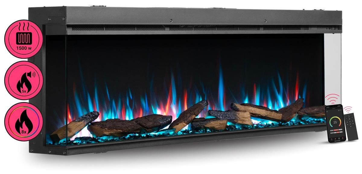 Elektrokamin Einbaukamin BALDERIA Athena 60 - Heizung bis 1500 W, schwarz