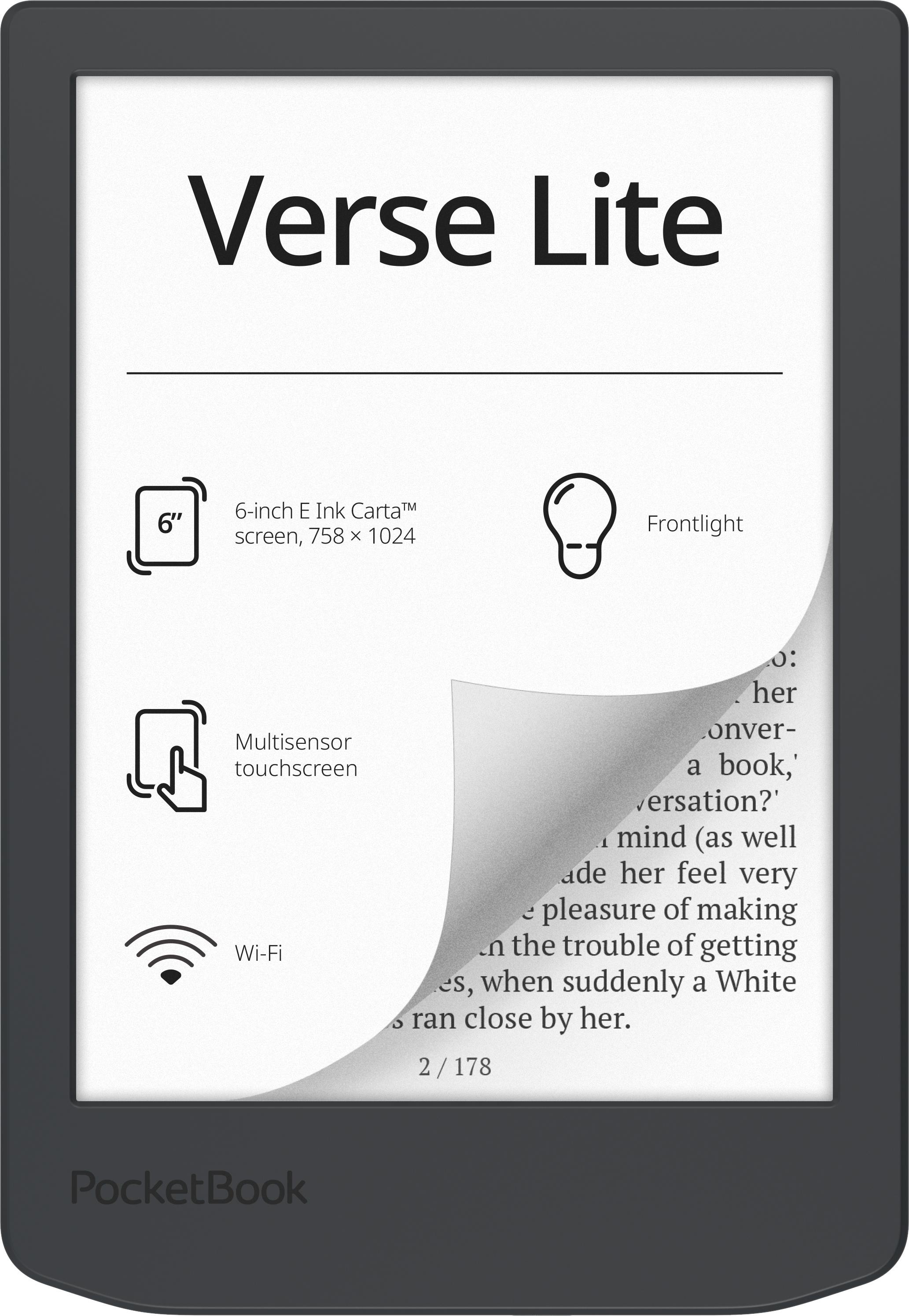 Pocketbook Readers GmbH PocketBook Verse Lite eReader mist grey 15,24cm (6") Display 8 GB PB619-T-WW-B