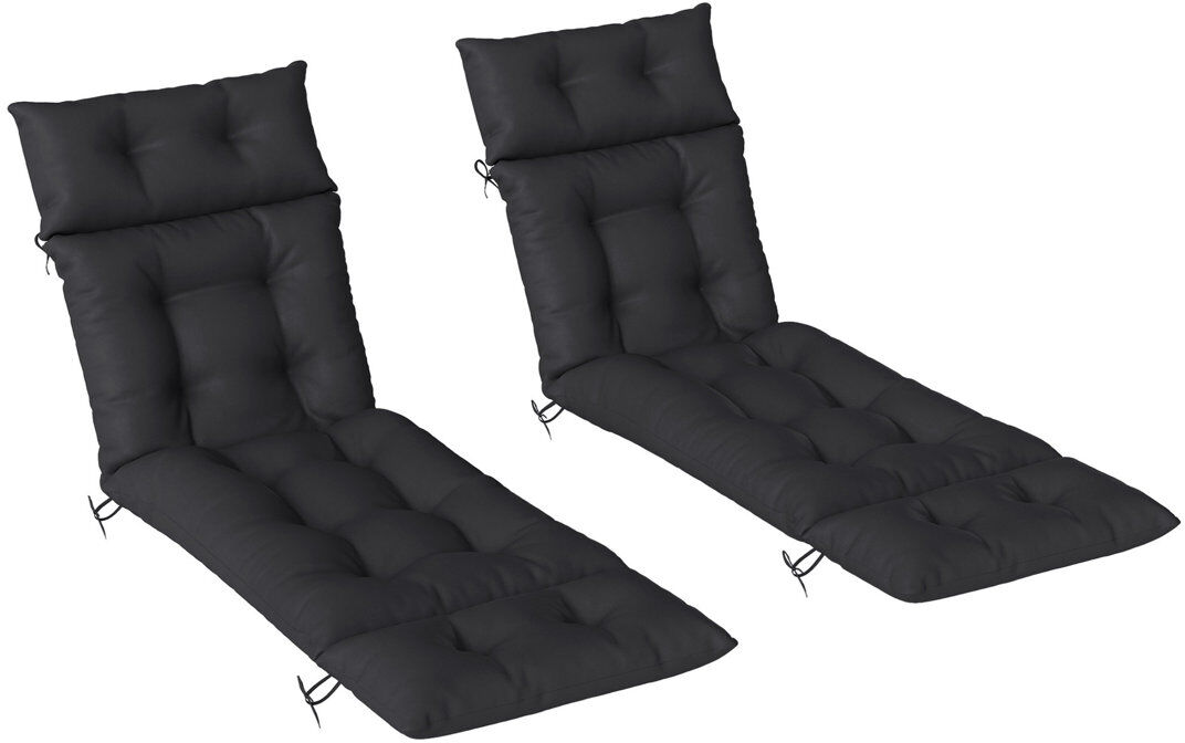 17 Stories Outsunny Sun Lounger Cushions Only Set of 2, 190 x 56 x 10 cm Black 190cm W