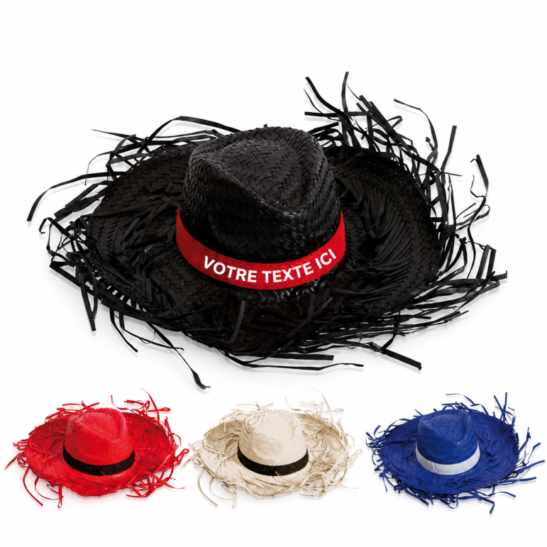 Chapeau personnalisé en paille Filagarchado paille noir