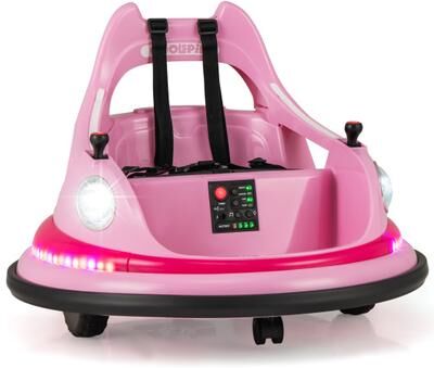 Costway 12V Kids Ride On Bumper Car with Remote Control and Dual Joysticks-Pink
