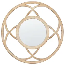 WANDSPIEGEL heller Holzfarbton rund 60 cm Iztapalapa