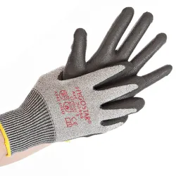 FRANZ MENSCH Hygostar Schnittschutz-Handschuh CUT SAFE PU-Beschichtung, grau, Größe M