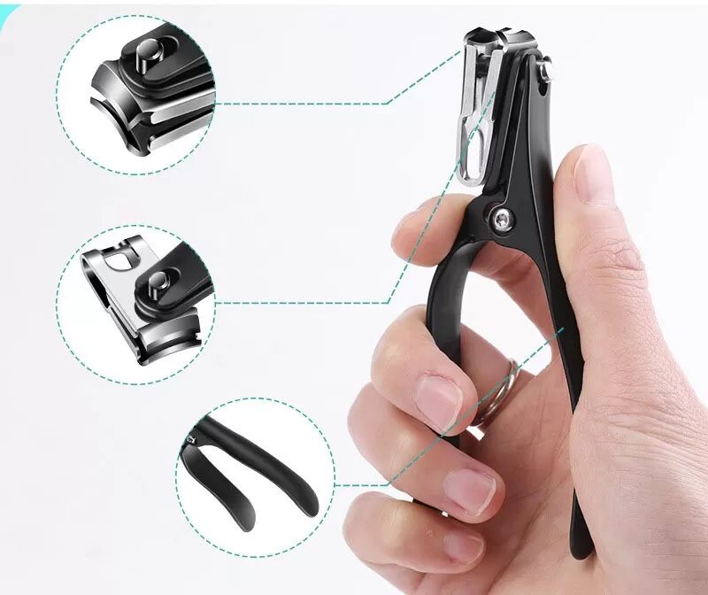INF 360° Drehbarer Nagelknipser mit langem Griff – Edelstahl, Schwarz