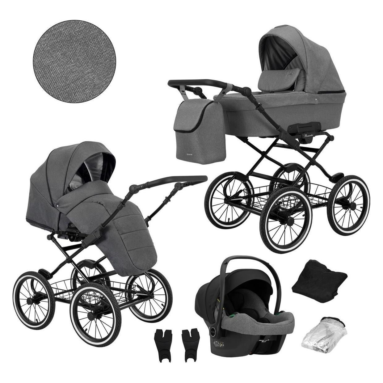 Kunert Romantic 3-in-1 Kinderwagen in Anthrazit mit Cosmo Autositz und praktischem Zubehör (65280379)