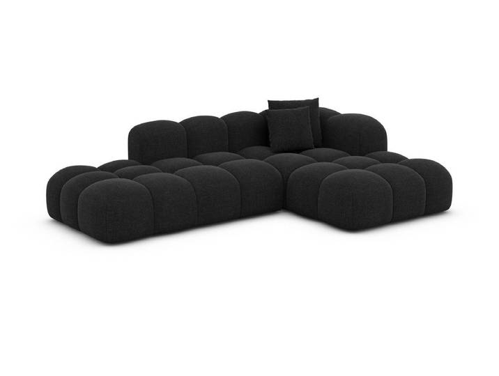 Sofa Dreams Ecksofa Formentera L Form Lounge Designer Sofa, mit Strukturstoff Bezug in Schwarz, Ausrichtung Ecke links