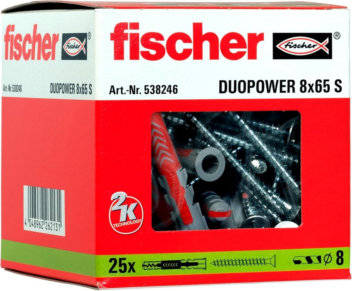 Universele Pluggen Grijs 8x65mm - Tweedelige Zelfaanpassende Bevestiging