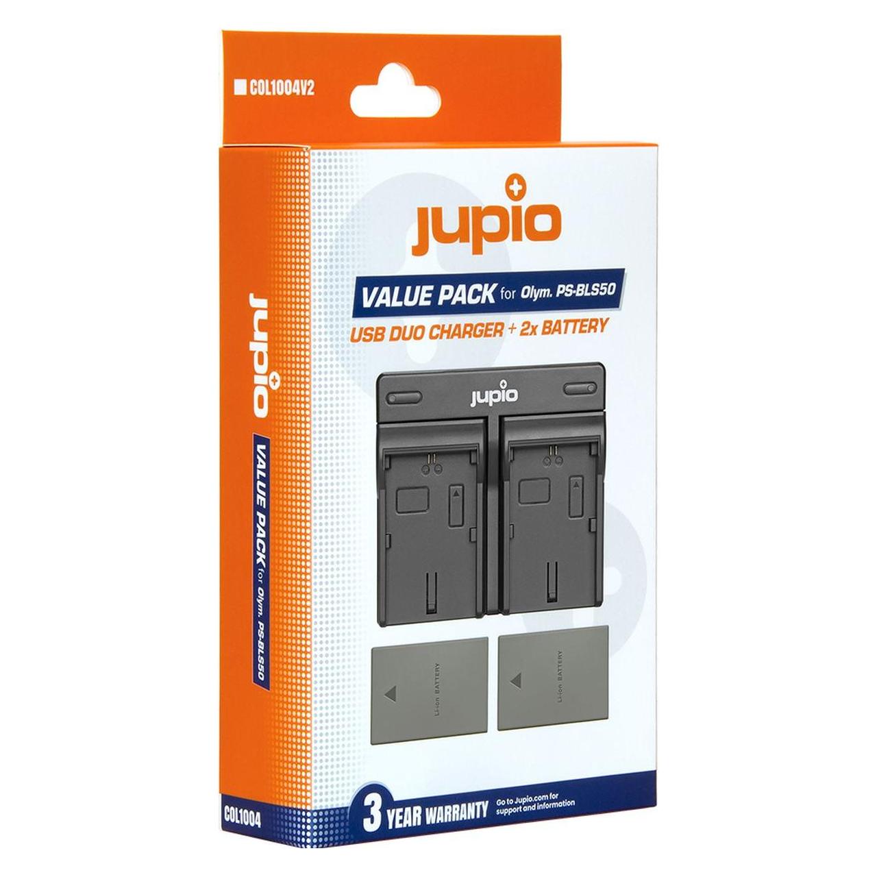 Jupio Value Pack: 2X Battery PS-BLS5 / PS-BLS50 1210mAh + USB Dual Charger (COL1004V2)