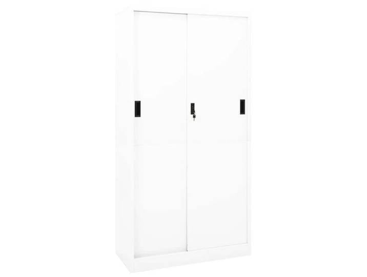 Armoire de bureau - - Porte coulissante - Acier - Blanc - 90x40x180 cm