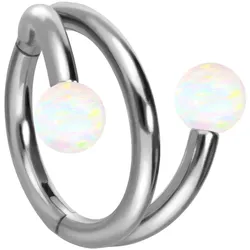 Titan Segmentring Clicker mit Innengewinde 3 RINGE + 3 SYNTHETSCHE OPALE