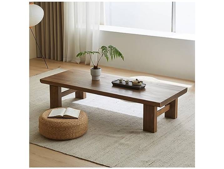 PetterShop Japanischer Bodentisch, Vintage Teetisch Niedriger Tisch, rechteckiger Stil Tatami Tisch oder Sitzen auf dem Boden Akzent Möbel (Color : B, S : 140x60x38cm)