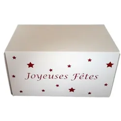 Weiße Bûche-Boxen "Frohe Festtage" - 50 x 11 x 11 cm (25 Einheiten)