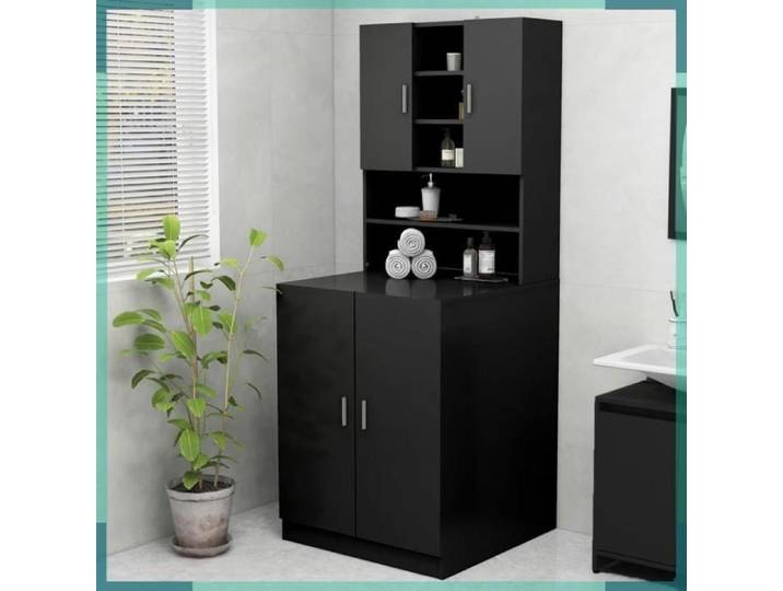 ASHATA Meuble pour machine à laver Noir 70 5x25 5x90 cm -FHE808387