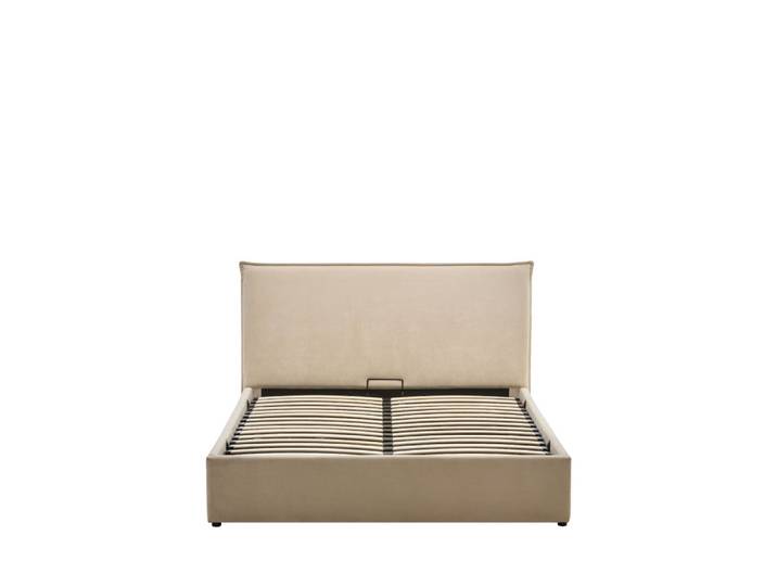 Lit coffre en tissu 140x190cm - beige