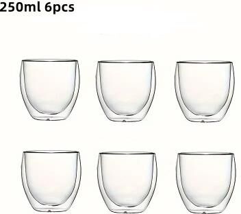Inspire Daily Merch Clear Glass Double Wall Insulated Espresso Cups Perfect For Tea Coffee Latte Milk Cafe Restaurant Use 250ml