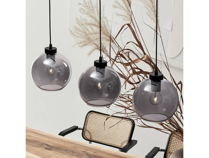 Suspension Palmer type B 17 x 145 x 84cm Noir/Noir Câble ABS, douille ABS, baldaquin aluminium, boîtier luminaire aluminium Ampoule