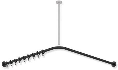 Hewi System 900 Vorhangstange 900.34.10060DC 787 x 787 mm, 16 Vorhangringe, Edelstahl pulverbeschichtet schwarz tiefmatt