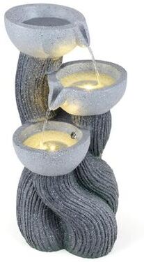 Costway 3-Tier Outdoor Water Fountain with LED Lights 18.5 Inch H for Patio Deck