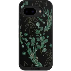 Nivocase Handyhülle für Google Pixel 9a Hülle NIVOpure Case Schwarz Blätter Natur Eukalyptus (Google Pixel 9a), Smartphone Hülle, Schwarz