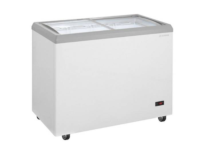 GastroHero Gefriertruhe Eiscreme Eistruhe 217 Liter LED Rollen Verkaufstruhe Gastronomie Kiosk ECTE217, 97.8 cm breit, 217 l, Schiebeglasdeckel, mit 4 Körben, abschließbar, Klimaklasse 7