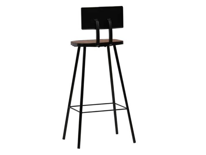Tabourets de bar en bois massif recyclé - WIENS - Lot de 4 - 45x36x99 cm - Brun - Siège en bois massif - Cadre en acier