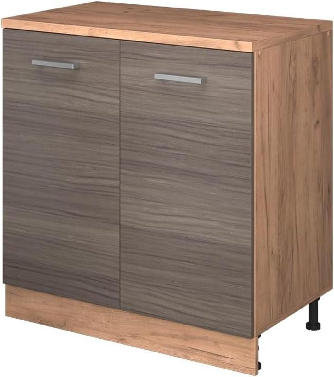 Edelgrijs Keukenkast voor Schuine Wand - Ruimtebesparende Hoekopslagkast - Breedte: 80 cm