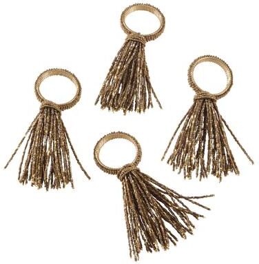 Saro Lifestyle Beaded Spray Design Event Napkin Ring - Set of 4