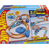 Track Creator Beschleuniger-Sprung-Schnellstrecke-Set , Rennbahn mit Spielzeugauto und motorisiertem Beschleuniger