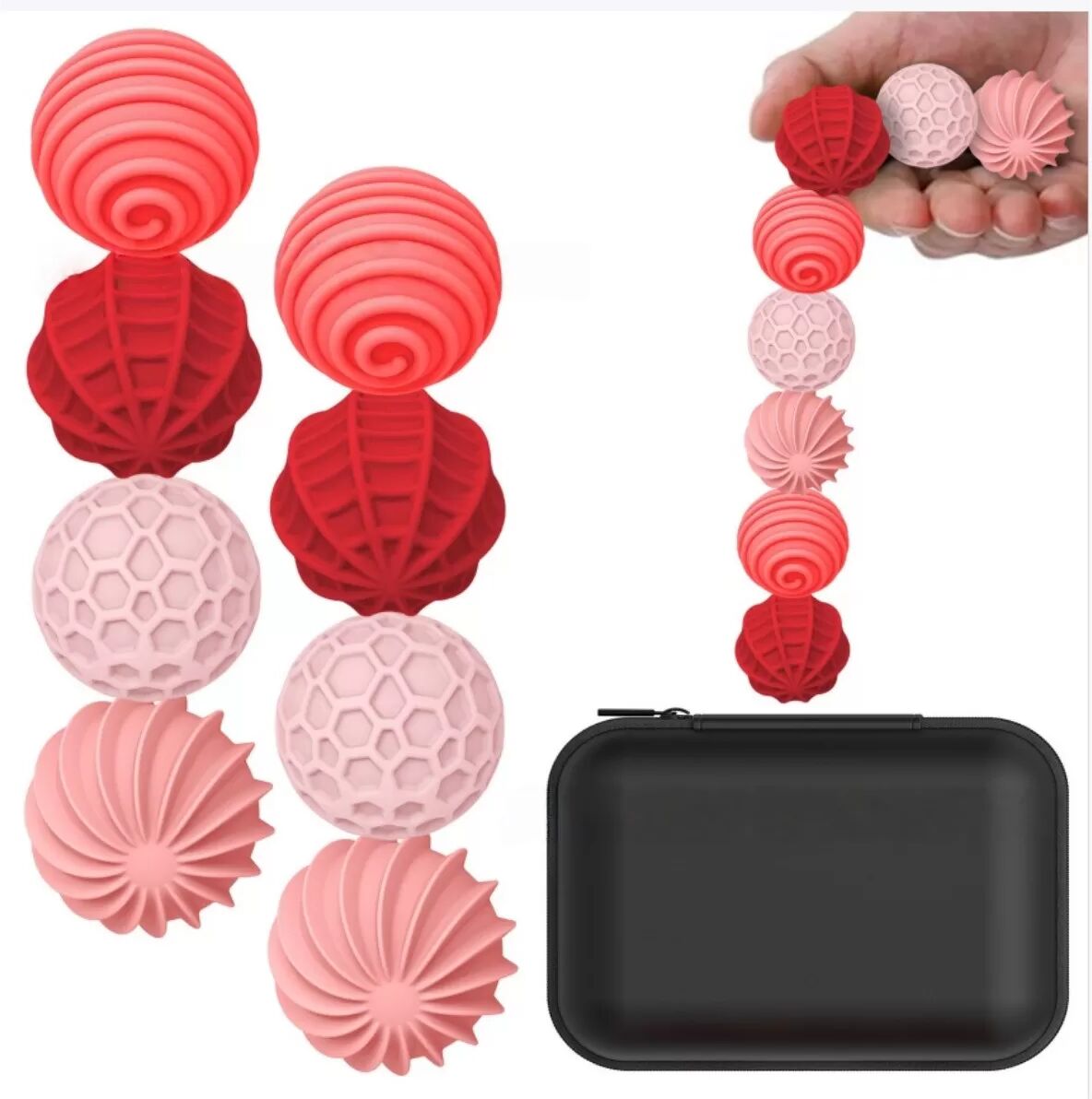 INF Silikon Magnetische Fidget-Bälle 8er-Pack – Weiches taktiles sensorisches Stressabbau-Set, tragbare Fingerspitzenmassage Rosa