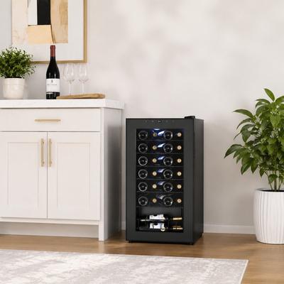 "Yeego 16.9"" 28-Bottle Freestanding Wine Cooler Refrigerator, Single Zone Compressor Wine Fridge with UV Glass Door"