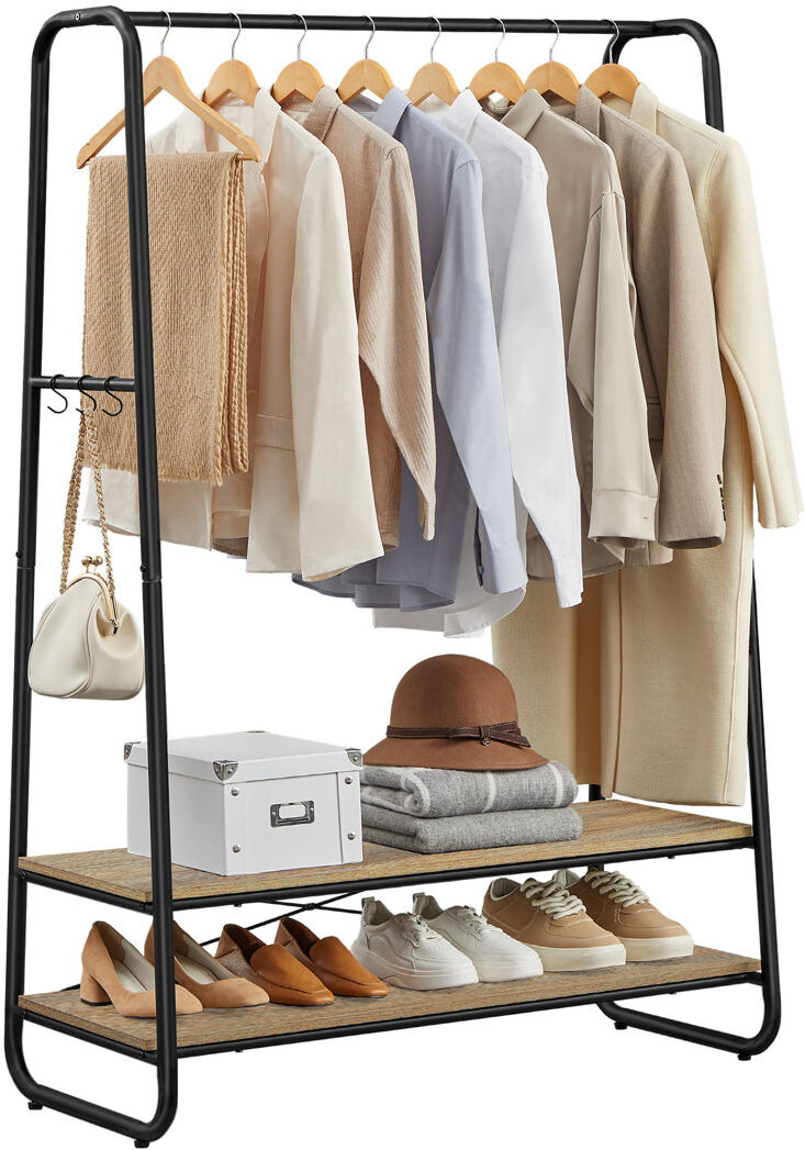 17 Stories Sethe 100 cm Clothes Rack Turquolse Brown/Matte Black 100cm L