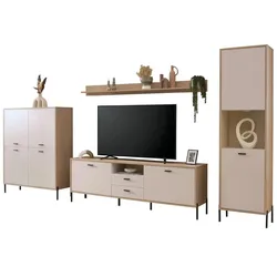 Wohnwand 4-teilig Fredericia , braun , Maße (cm): B: 384 H: 206