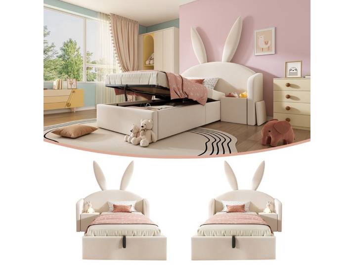 Dimensions 90x200 cm design solide et sécurisé lit pour adolescent couleur beige