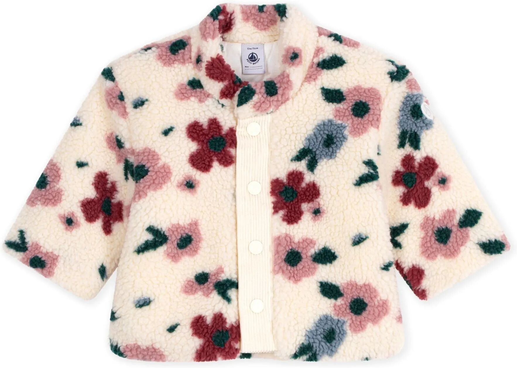 Petit Bateau Veste Façon Sherpa Fleurie Bébé Ecru 12 mois