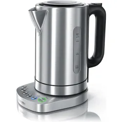 Arendo Wasserkocher 1,7 l, 3000 W, Edelstahl, Schnellkoch, einstellbare Temperatur, Warmhaltefunktion, Wasserkocher, Silber