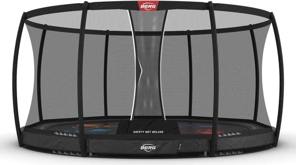 BERG Trampolin Rund 430 cm Elite InGround Grau Levels + Safety Net DLX XL