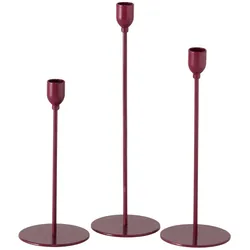 Boltze Kerzenhalter Malte Eisen 3er, 23-33 cm, dunkelrot