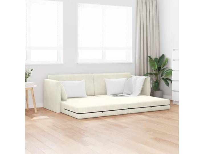 HEFZGDB Boden-Sofa-Bett 2-in-1 Creme 213x144x60 cm Velvet Modernes Möbelstück mit abnehmbaren Bezügen und Stabiler Konstruktion für Wohnzimmer und Gästezimmer
