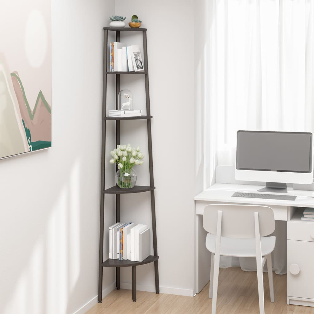 Borough Wharf 180 cm H x 45.5 cm W Steel Corner Bookcase Grey