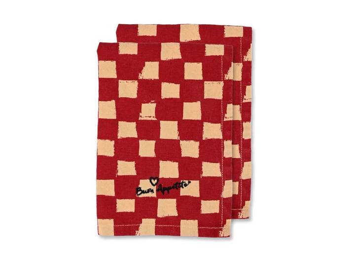 Byon Serviette Love 45x45 cm paquet de 2 Sable rouge