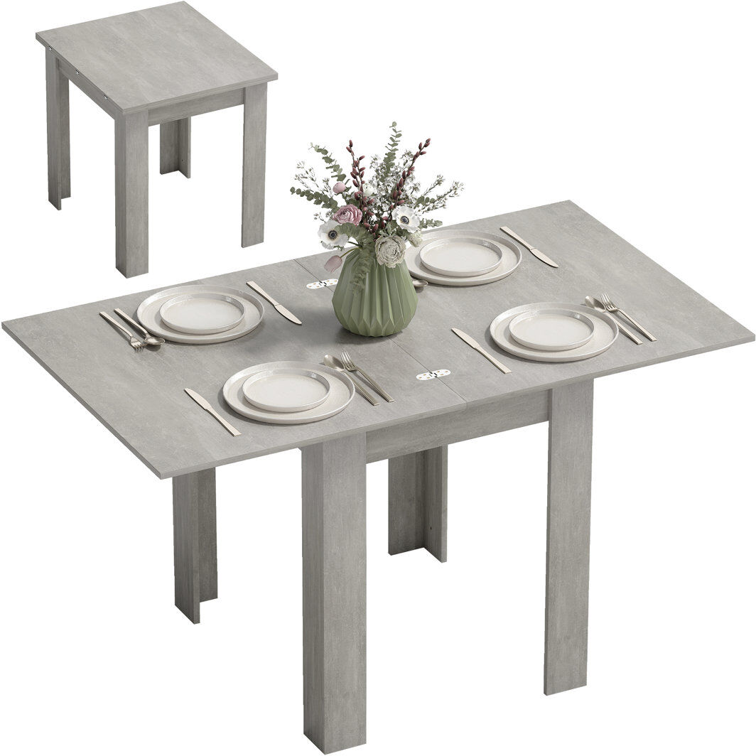 Brayden Studio Extendable Dining Table with Steel Base Grey Wood