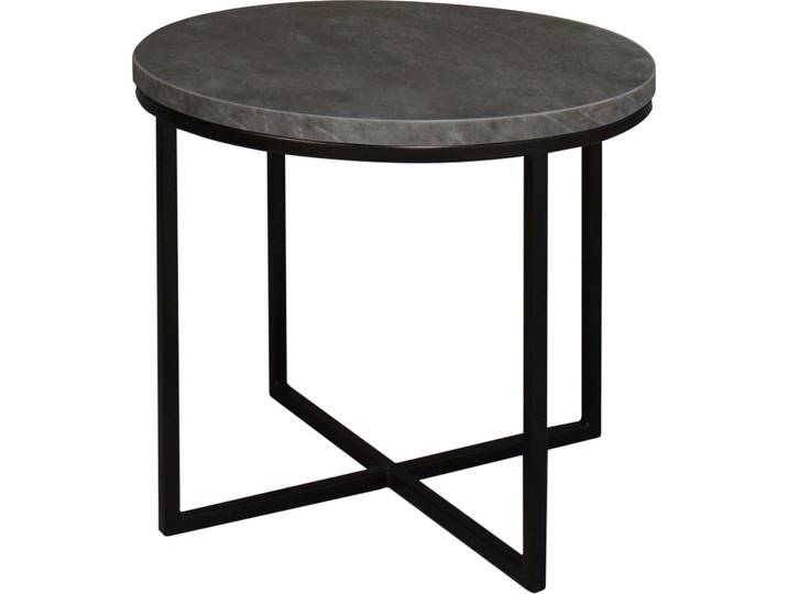 Couchtisch MÄUSBACHER Couchtisch rund , grau (schwarz, keramik optik grau), H:50,5cm, Tische, Couchtisch, Couchtisch rund Durchmesser 60cm, Metallgestell