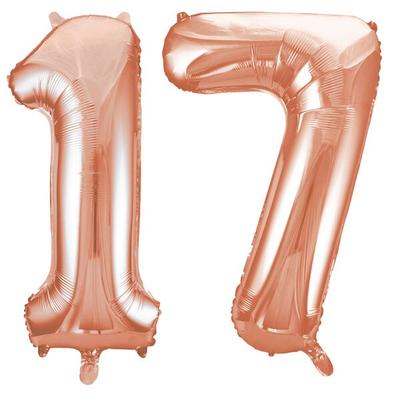 XL Folienballon roségold Zahl 17