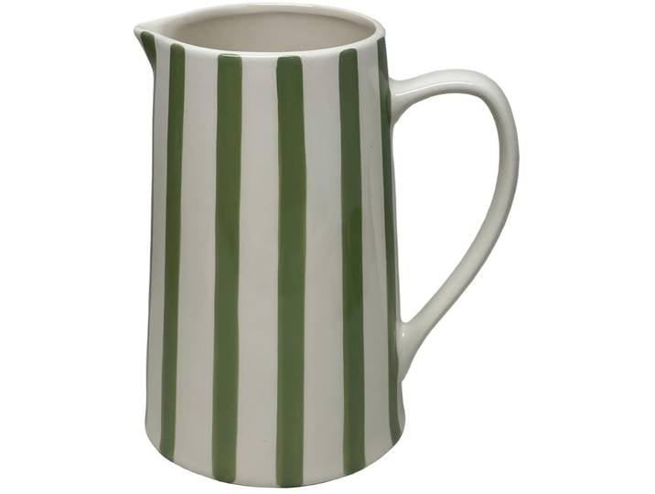 Krug Stripes grün / weiss Keramik B 18 cm H 21.5 cm 2 l