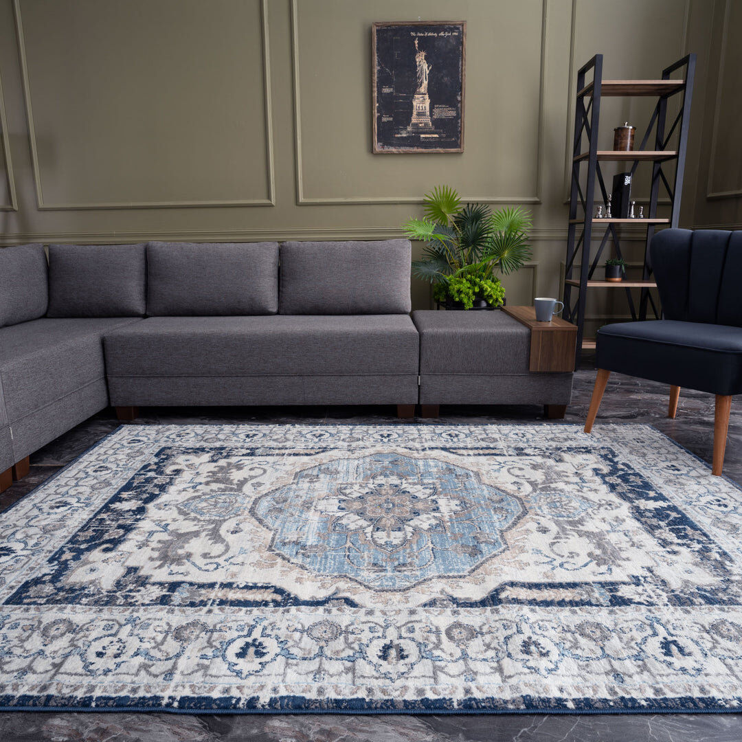 THE RUGS Montana Oriental Area Rug Navy Rectangle 120 x 170 cm