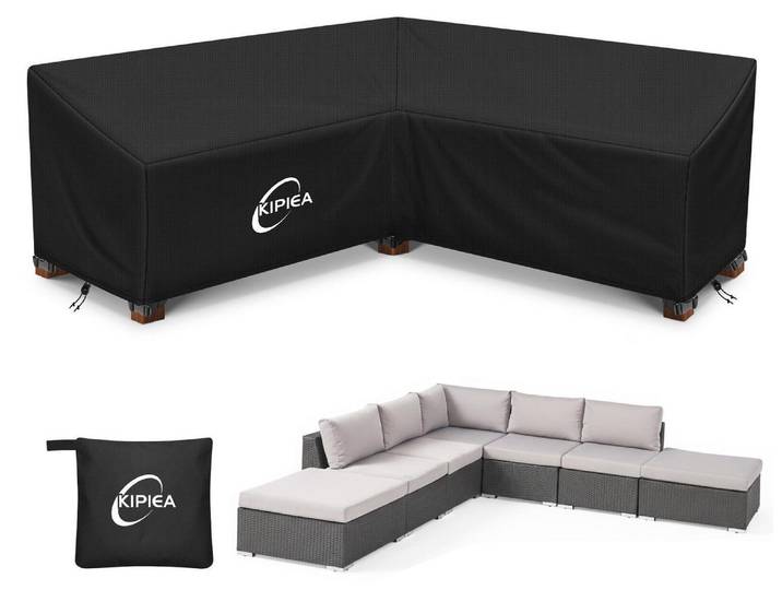 Abdeckung Loungemöbel L-Form Wasserdicht 267x267x85cm 500D Oxford UV-Beständig Winddicht