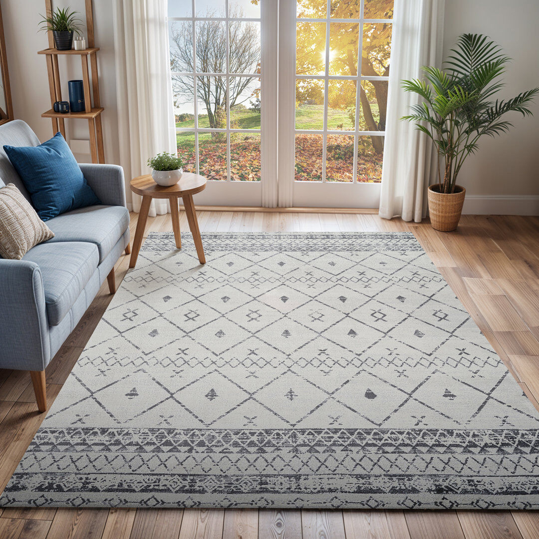 Mistana Geometric Berber White;Gray Rectangle 200 x 274cm