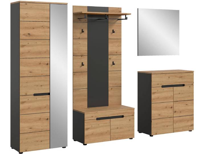 Kledingkastcombinatie Canu Xonox - Artisan Finish - 255x190x37 Cm - Eik