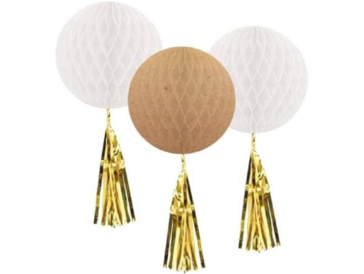 Amscan 9913249 - decoratieset, 3 honingraatballen, bruiloftsdecoratie, feestdecoratie
